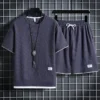 Men's new Waffle Summer Suit 2025 Casual T-shirt + Shorts 3