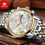 OLEVS Luxury Brand Quartz Watch for Men Waterpoof Chronograph Men's Wristwatch Auto Date Dual Calendar 3