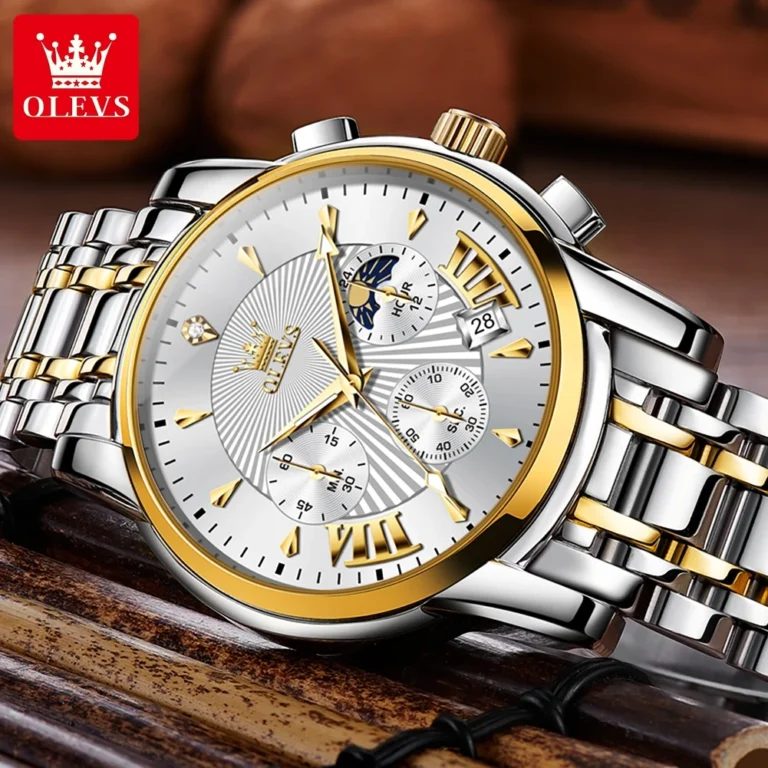 OLEVS Luxury Brand Quartz Watch for Men Waterpoof Chronograph Men's Wristwatch Auto Date Dual Calendar 3
