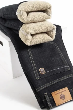 Winter Lamb Fluff Denim Straight Pants Men Thicken Big Size 40 Jeans TheFashionFever
