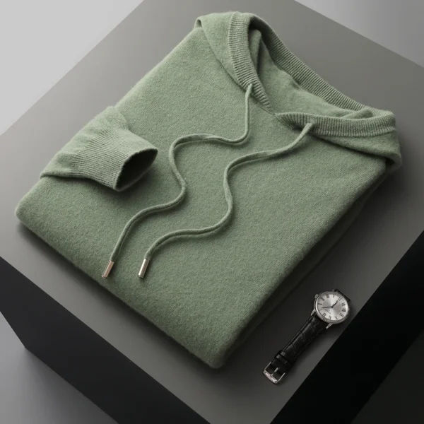 Men's cashmere One-piece ready-to-wear Hoodie 100% Merino Wool Knitted Sweatshirt 3