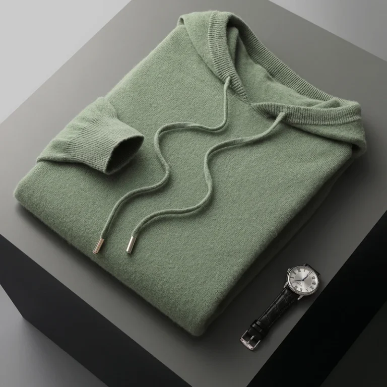 Men's cashmere One-piece ready-to-wear Hoodie 100% Merino Wool Knitted Sweatshirt 3