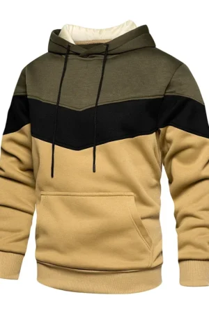 Men's Patchwork Hooded Sweatshirt Hoodies Clothing Casual Loose Fleece Warm Streetwear TheFashionFever 2
