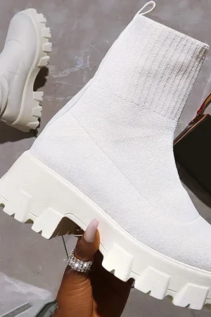 Women Boots Elastic Platform Boots Breathable Spring Summer Heels Botas