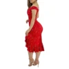 Women's Fashion Sexy Summer Off Shoulder Short Sleeve Sequin Ruffle Irregular Dresses Elegant Dresses 5