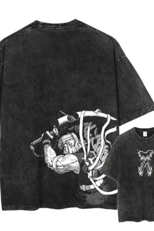 Men's Acid TShirt Streetwear Oversized Japanese Anime Graphic T Shirt 2