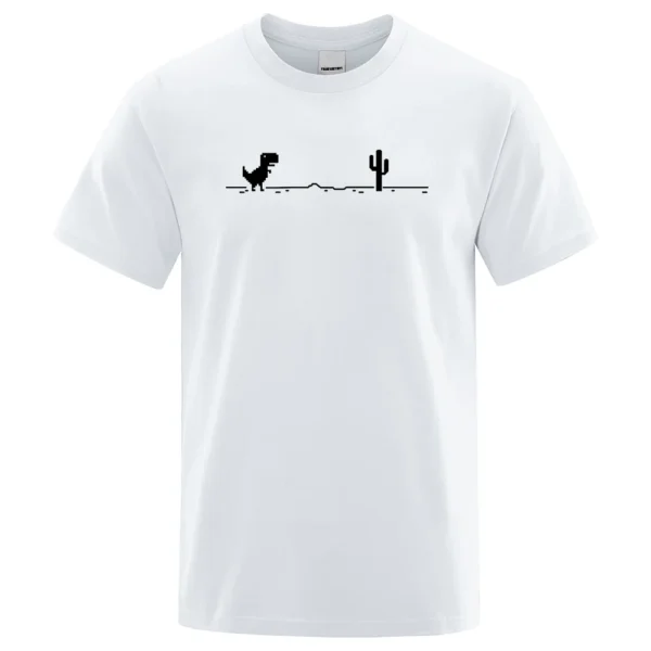 Mens T-shirts Printed Dinosaur Cactus Funny Tops Summer Cotton T-shirt 4