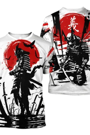 Summer Vintage Japanese Samurai T Shirt Men