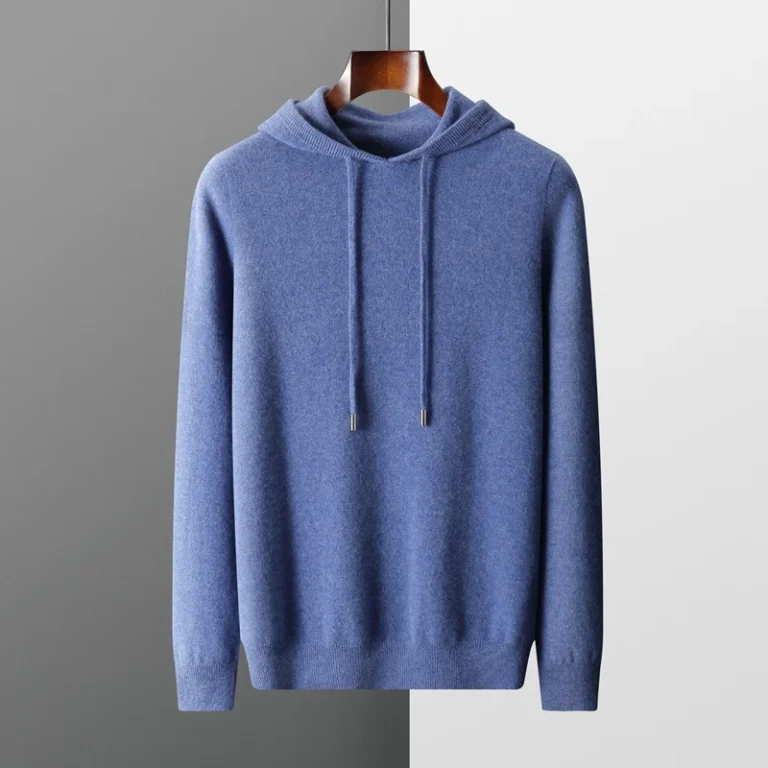 Men's cashmere One-piece ready-to-wear Hoodie 100% Merino Wool Knitted Sweatshirt