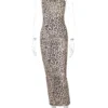 Leopard Print Slips Backless Sexy Bodycon Maxi Dress Summer Women 6