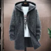 Men's Cardigan Cashmere Long Coat Sweaters with Hoods 3