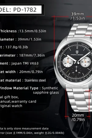 PAGANI DESIGN 2024 NEW Turtle Back Chronograph 1782 Watch for Man Luxury Men's Quartz Watch 2