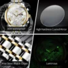OLEVS Luxury Brand Quartz Watch for Men Waterpoof Chronograph Men's Wristwatch Auto Date Dual Calendar 6