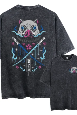 Men's Acid TShirt Streetwear Oversized Japanese Anime Graphic T Shirt