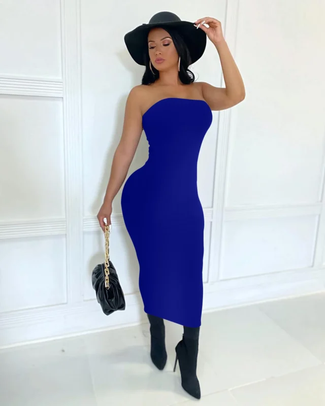 summer women's sexy sleeveless chest wrapped Long Beach Dress 4