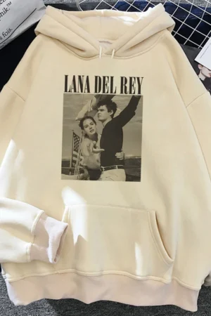 Lana Del Rey Hoodies Man 90s Kawaii Anime Sweatshirt Long Sleeves Crewneck Comfortable Fleece Warm Streetwear 2