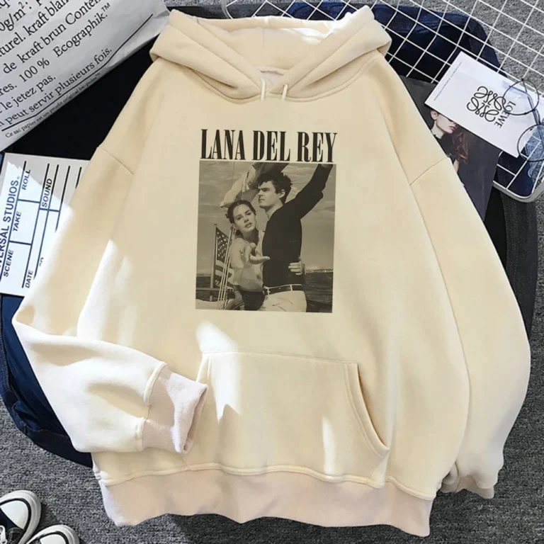 Lana Del Rey Hoodies Man 90s Kawaii Anime Sweatshirt Long Sleeves Crewneck Comfortable Fleece Warm Streetwear 2