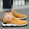 New Men Slip on Hiking Shoes PU Leather Climbing Footwear 4