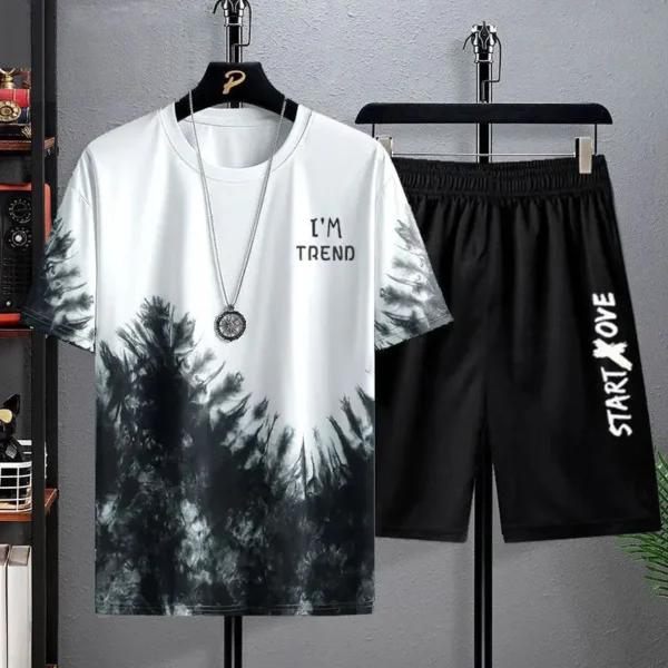 Men's Sets Fashion tracksuits Casual Ice Silk Short Sleeve 3D Printed Sports T-shirt+Shorts Basketball Set TheFashionFever