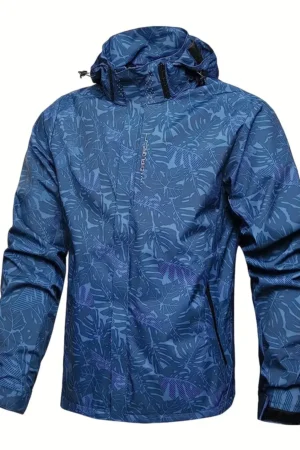 Men's Casual Lightweight Waterproof Windbreaker Jacket, Full Zip Up Hooded