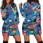 New Disney Stitch Hoodie Dress Sweater Fashion Disney Dress Sweatshirt Dress 3d Allover Printed Y2k Hoodie 3
