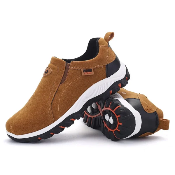 New Men Slip on Hiking Shoes PU Leather Climbing Footwear