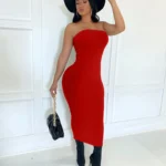 summer women's sexy sleeveless chest wrapped Long Beach Dress 5