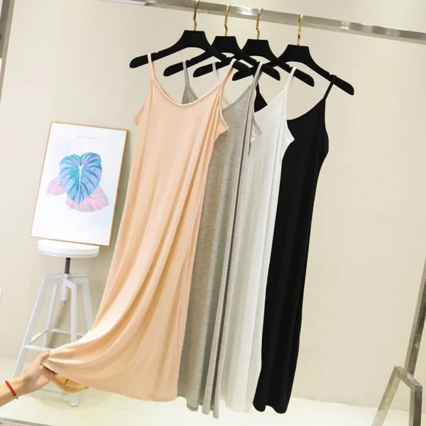 Woman Tank Dress Casual Modal Sexy Camisole Elastic Female Home Beach Dresses O-Neck Camis Sexy Dress 5