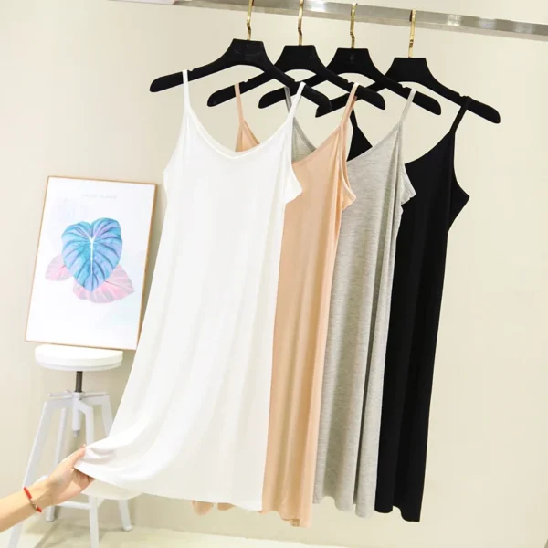 Woman Tank Dress Casual Modal Sexy Camisole Elastic Female Home Beach Dresses O-Neck Camis Sexy Dress 4