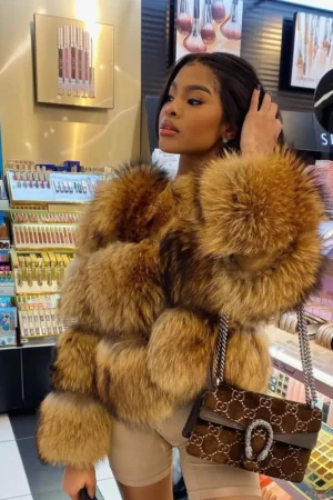 Faux Fur Coat Women's Jacket Winter Fashion Warm Thick Fox Raccoon Leather Brown Plus Size Especially Fake Fur Cold Coat