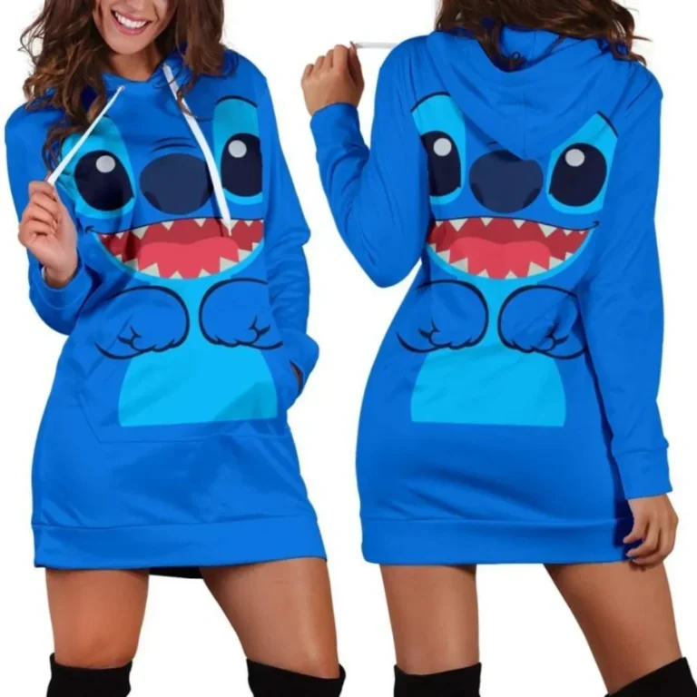 New Disney Stitch Hoodie Dress Sweater Fashion Disney Dress Sweatshirt Dress 3d Allover Printed Y2k Hoodie