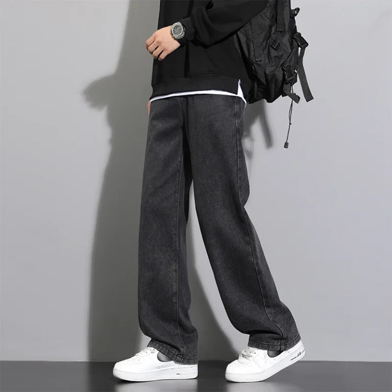 2025 New Korean Men's Casual Long Jeans Classic Man Straight Denim Wide-leg Pants TheFashionFever 5