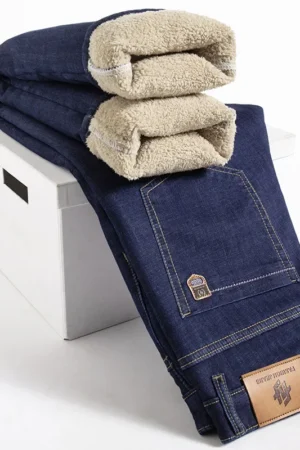 Winter Lamb Fluff Denim Straight Pants Men Thicken Big Size 40 Jeans TheFashionFever 2