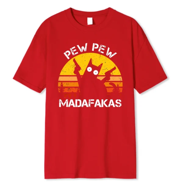 Pew Pew Madafakas Cat With Two Guns Printing Men T Shirts 4