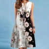 2025 European and American Cross Border Women's New Dress V-neck Sleeveless Sexy Printed Large Hem Foreign Trade Dress