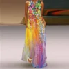 New Summer Women's Sleeveless V-neck Printed Sexy Long Dress