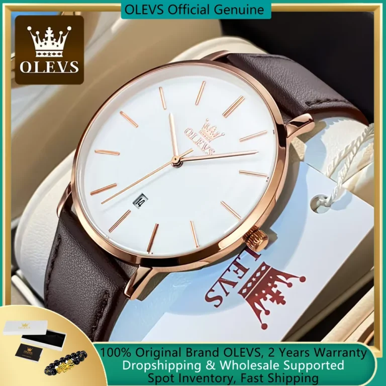 OLEVS Luxury Quartz Watch for Men Ultra Thin 6.5mm Minimalist Waterproof Date Bussiness Watch