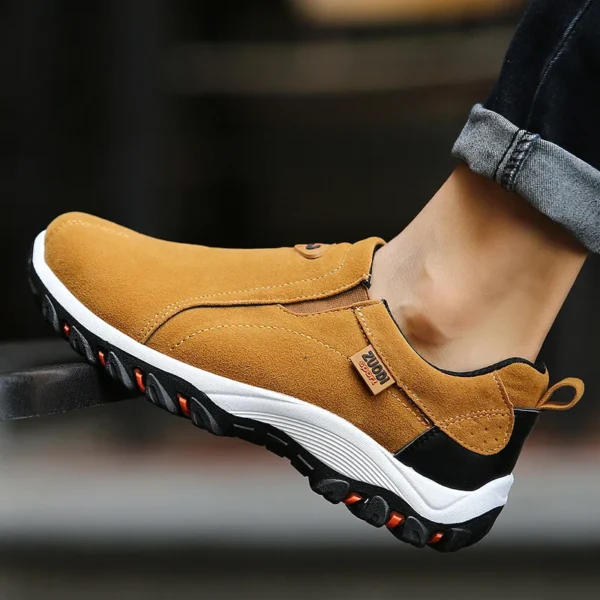 New Men Slip on Hiking Shoes PU Leather Climbing Footwear 3