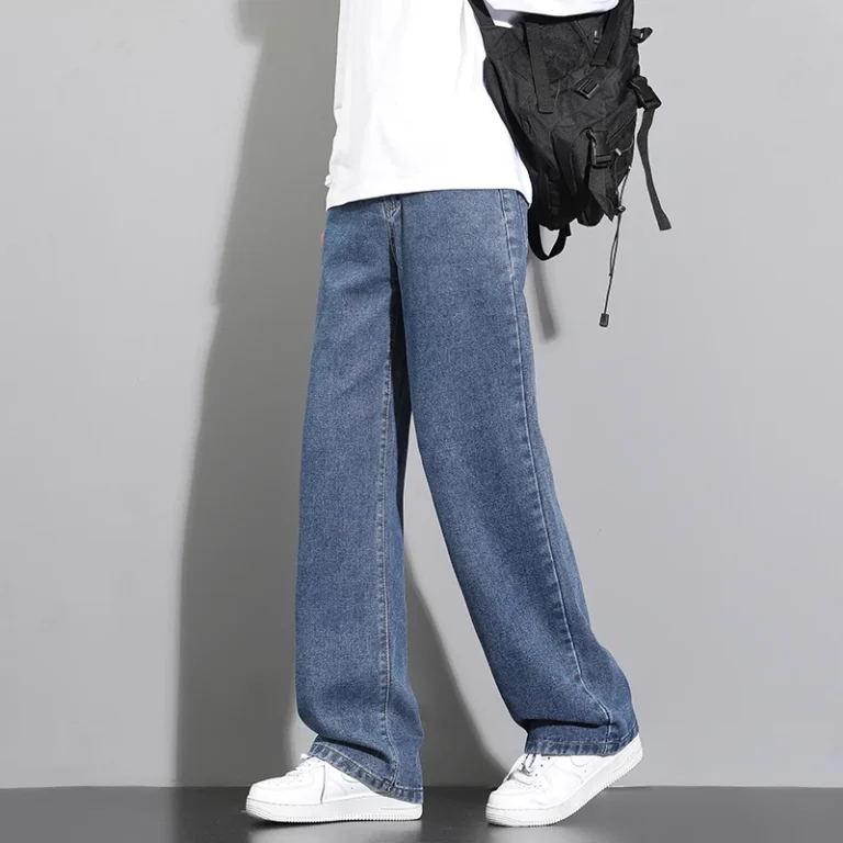 2025 New Korean Men's Casual Long Jeans Classic Man Straight Denim Wide-leg Pants TheFashionFever 6