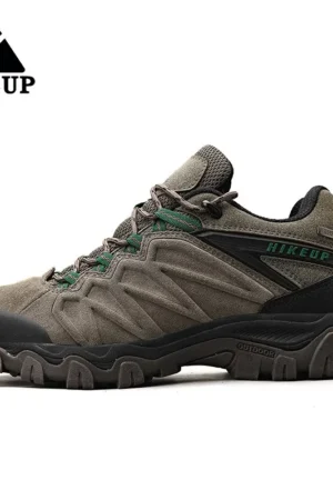 High Quality Leather Hiking Shoes Durable Outdoor Sport Men Trekking Leather Shoes Lace-Up Climbing Hunting Sneakers
