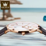 OLEVS Luxury Quartz Watch for Men Ultra Thin 6.5mm Minimalist Waterproof Date Bussiness Watch 4