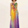 New Summer Women's Sleeveless V-neck Printed Sexy Long Dress 3