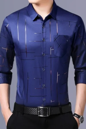 Men's Casual and Fashionable Long Sleeved Printed Shirt, Non Ironing and Wrinkle Resistant Business Top TheFashionFever 2