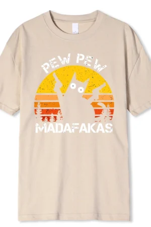 Pew Pew Madafakas Cat With Two Guns Printing Men T Shirts 2