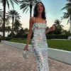 Fashionable Sexy Spicy Girl Beaded Irregular Dresses Women Summer Colorful Summer Boho dress 3