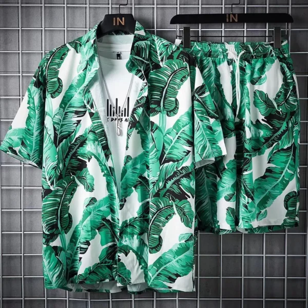 Men's Quick Dry Hawaiian Shirt and Shorts Set - 2-Piece Beach Outfit - Summer Fashion 6