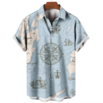 Men's Short Sleeve Nautical Compass Anchor Print Shirt - Summer Fashion Casual Loose Fit Top - S-5XL 2