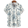 Men's Short Sleeve Nautical Compass Anchor Print Shirt - Summer Fashion Casual Loose Fit Top - S-5XL 5