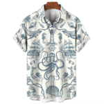 Men's Short Sleeve Nautical Compass Anchor Print Shirt - Summer Fashion Casual Loose Fit Top - S-5XL 5