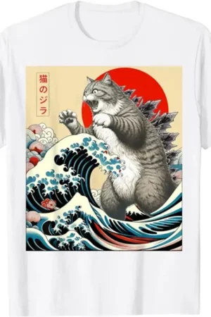 Cat Lover Gift - Catzilla T-Shirt - Japanese Art Cat Tee 2